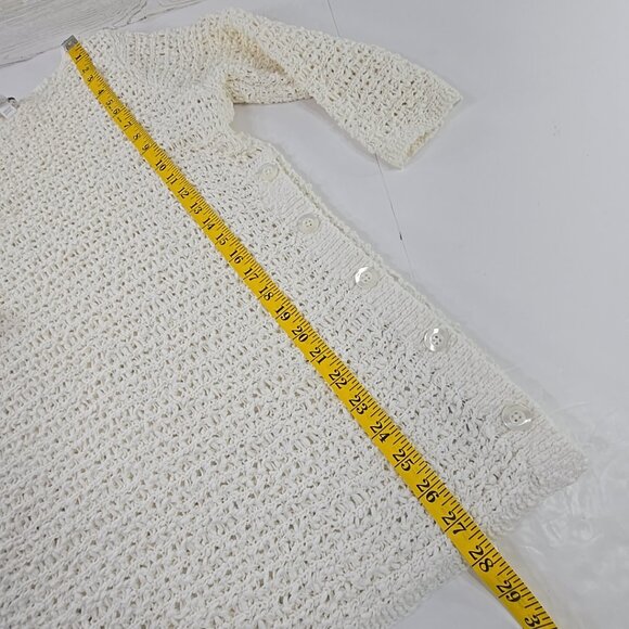 J JILL WHITE OPEN KNIT SIDE BUTTON SWEATER WOMEN'S SIZE MEDIUM 3/4 SLEEVE *EUC*. - Picture 16 of 16